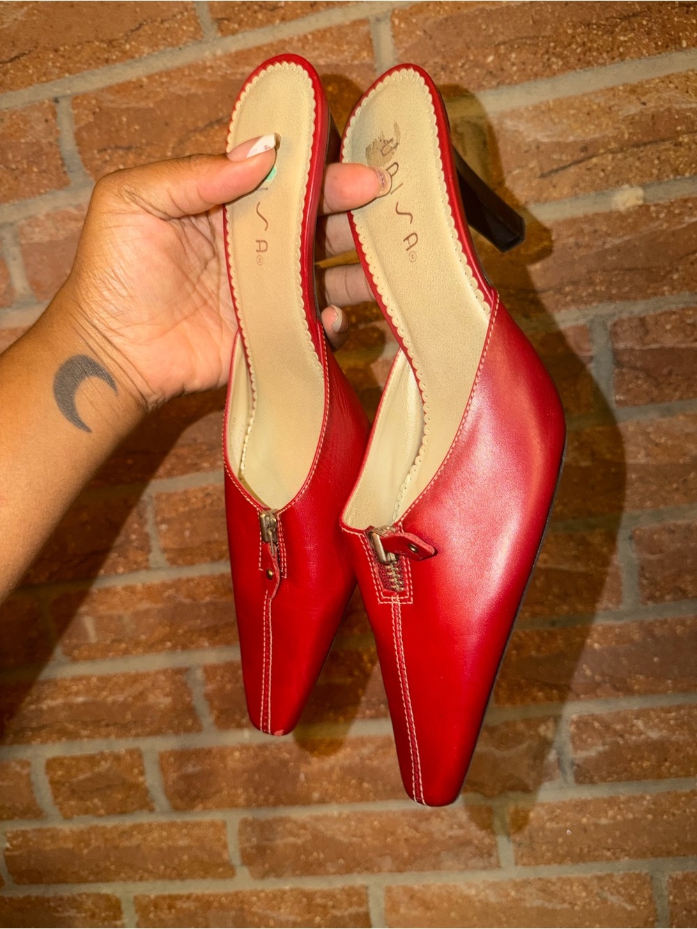 Red Women’s Slip-On Heeled Mules